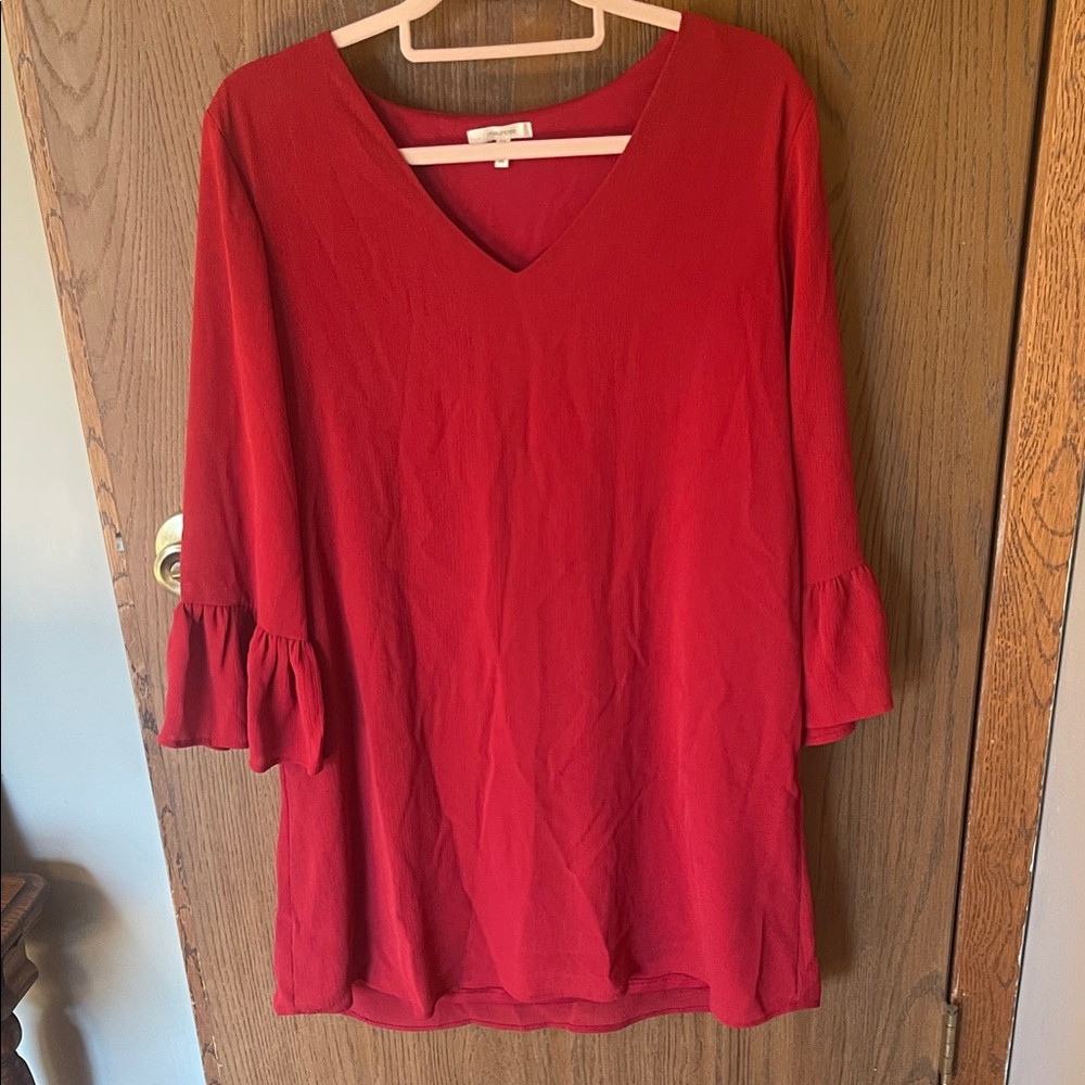 Women's Red V-Neck Dress